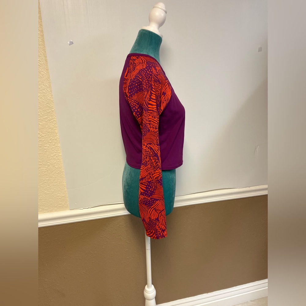 Garnet Hill Fuchsia Colorblock Cropped Rashguard … - image 5